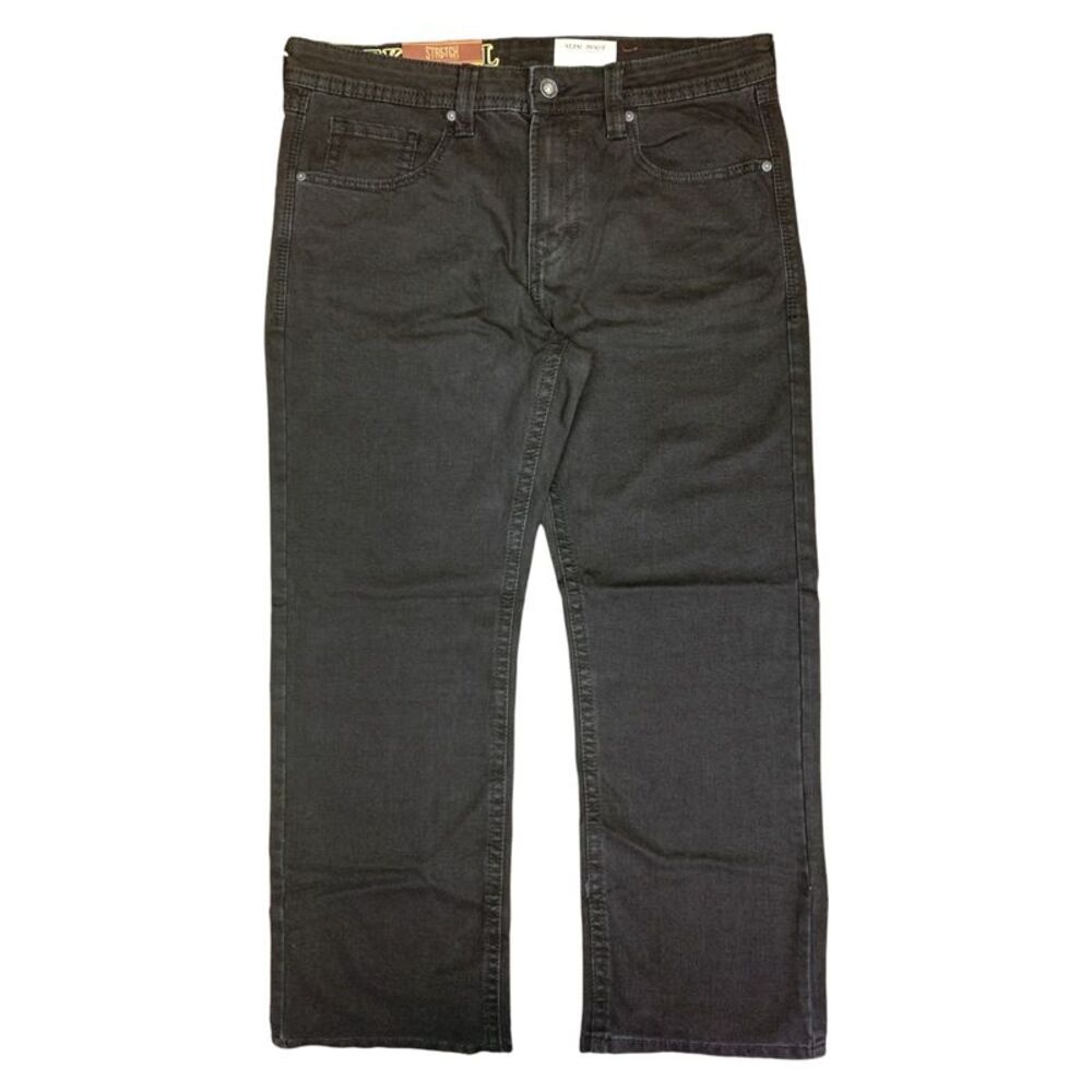 Black Sand - Axel Men's Slim Boot Cut Stretch Comfort Button & Zip Closure Denim